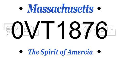 0VT1876 Massachusetts License Plate