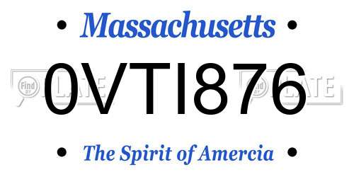 0VTI876 Massachusetts License Plate
