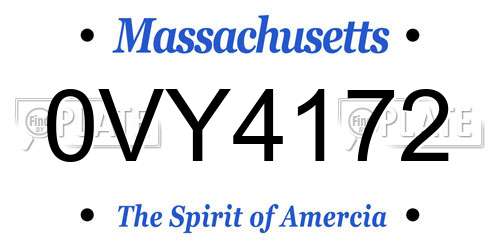 0VY4172 Massachusetts License Plate