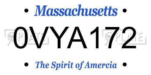 0VYA172 Massachusetts License Plate
