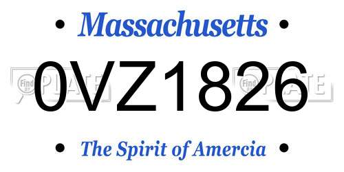 0VZ1826 Massachusetts License Plate