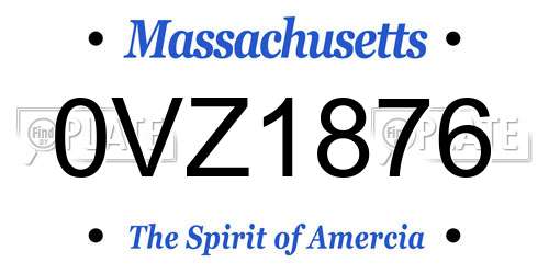 0VZ1876 Massachusetts License Plate