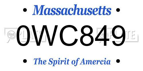 0WC849 Massachusetts License Plate