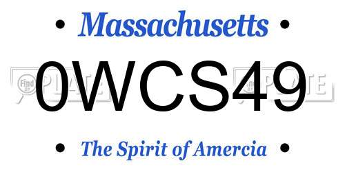 0WCS49 Massachusetts License Plate