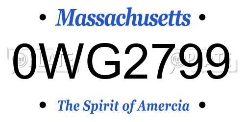 0WG2799 Massachusetts License Plate