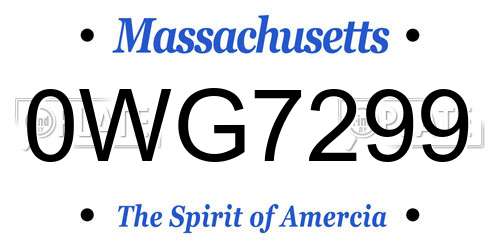 0WG7299 Massachusetts License Plate