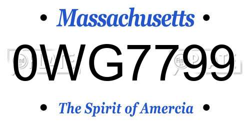 0WG7799 Massachusetts License Plate