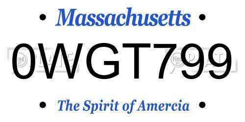 0WGT799 Massachusetts License Plate