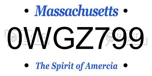 0WGZ799 Massachusetts License Plate