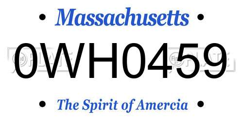 0WH0459 Massachusetts License Plate
