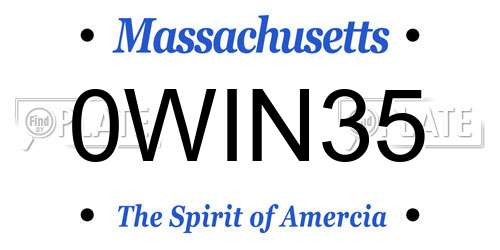 0WIN35 Massachusetts License Plate