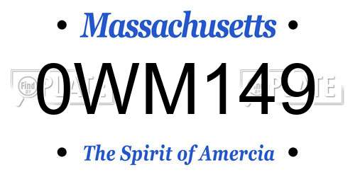 0WM149 Massachusetts License Plate