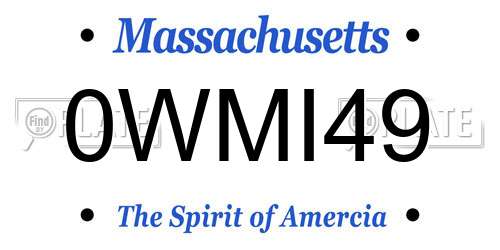 0WMI49 Massachusetts License Plate