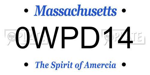 0WPD14 Massachusetts License Plate