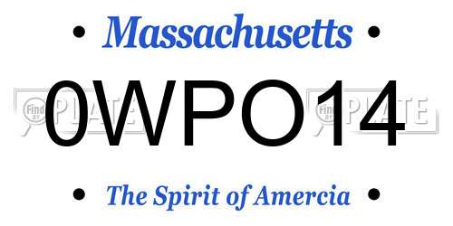 0WPO14 Massachusetts License Plate