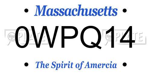 0WPQ14 Massachusetts License Plate