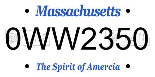 0WW2350 Massachusetts License Plate
