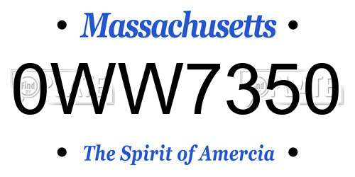 0WW7350 Massachusetts License Plate