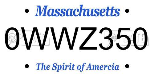 0WWZ350 Massachusetts License Plate