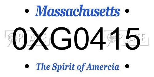 0XG0415 Massachusetts License Plate