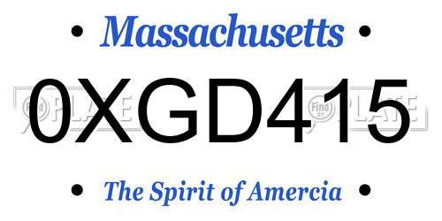 0XGD415 Massachusetts License Plate