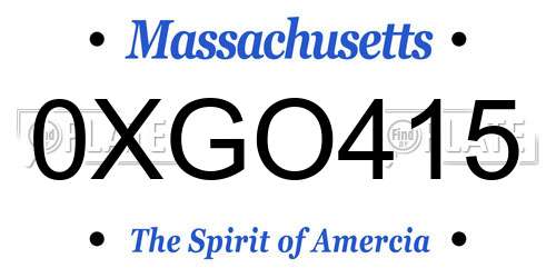 0XGO415 Massachusetts License Plate