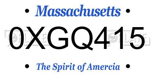 0XGQ415 Massachusetts License Plate