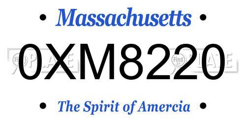 0XM8220 Massachusetts License Plate