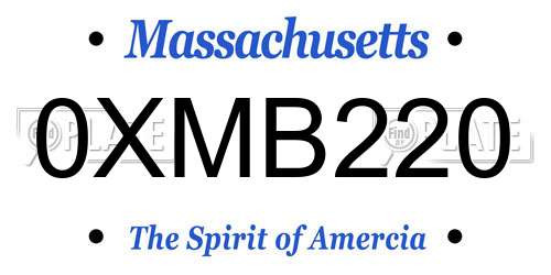 0XMB220 Massachusetts License Plate