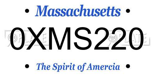 0XMS220 Massachusetts License Plate