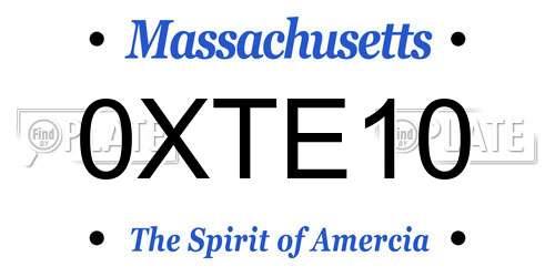 0XTE10 Massachusetts License Plate