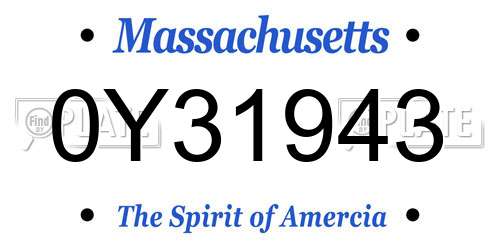 0Y31943 Massachusetts License Plate