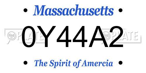 0Y44A2 Massachusetts License Plate