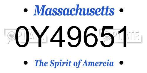 0Y49651 Massachusetts License Plate