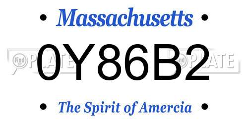 0Y86B2 Massachusetts License Plate