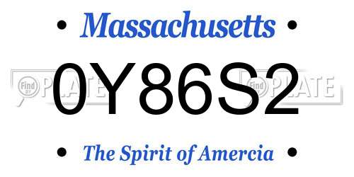 0Y86S2 Massachusetts License Plate