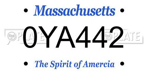 0YA442 Massachusetts License Plate