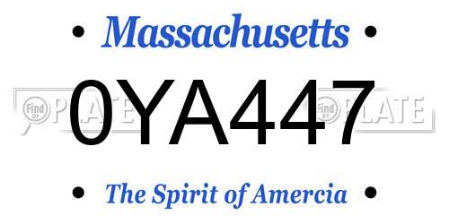 0YA447 Massachusetts License Plate