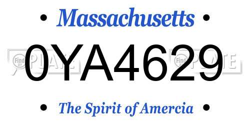 0YA4629 Massachusetts License Plate