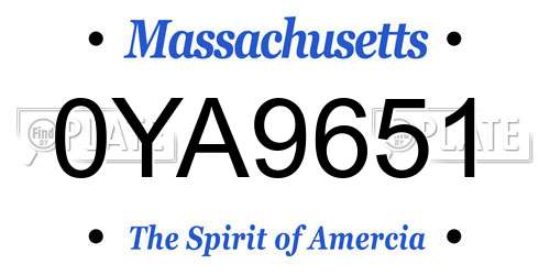 0YA9651 Massachusetts License Plate