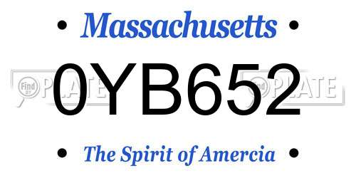 0YB652 Massachusetts License Plate