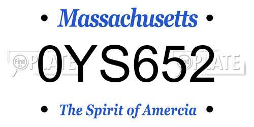 0YS652 Massachusetts License Plate