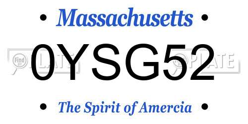 0YSG52 Massachusetts License Plate