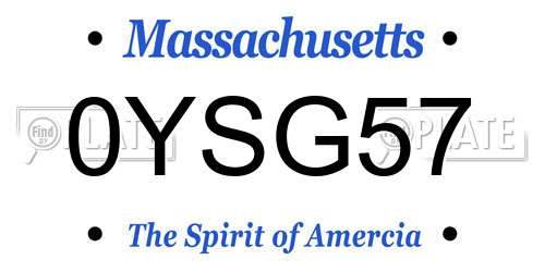 0YSG57 Massachusetts License Plate