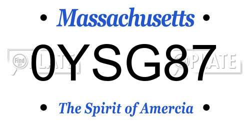 0YSG87 Massachusetts License Plate