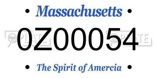 0Z00054 Massachusetts License Plate