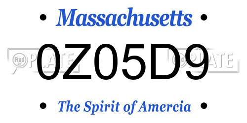 0Z05D9 Massachusetts License Plate