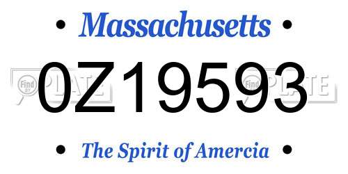 0Z19593 Massachusetts License Plate