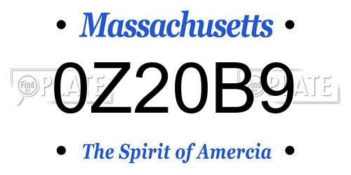 0Z20B9 Massachusetts License Plate