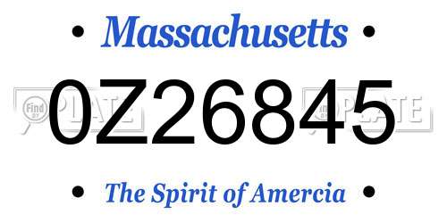 0Z26845 Massachusetts License Plate